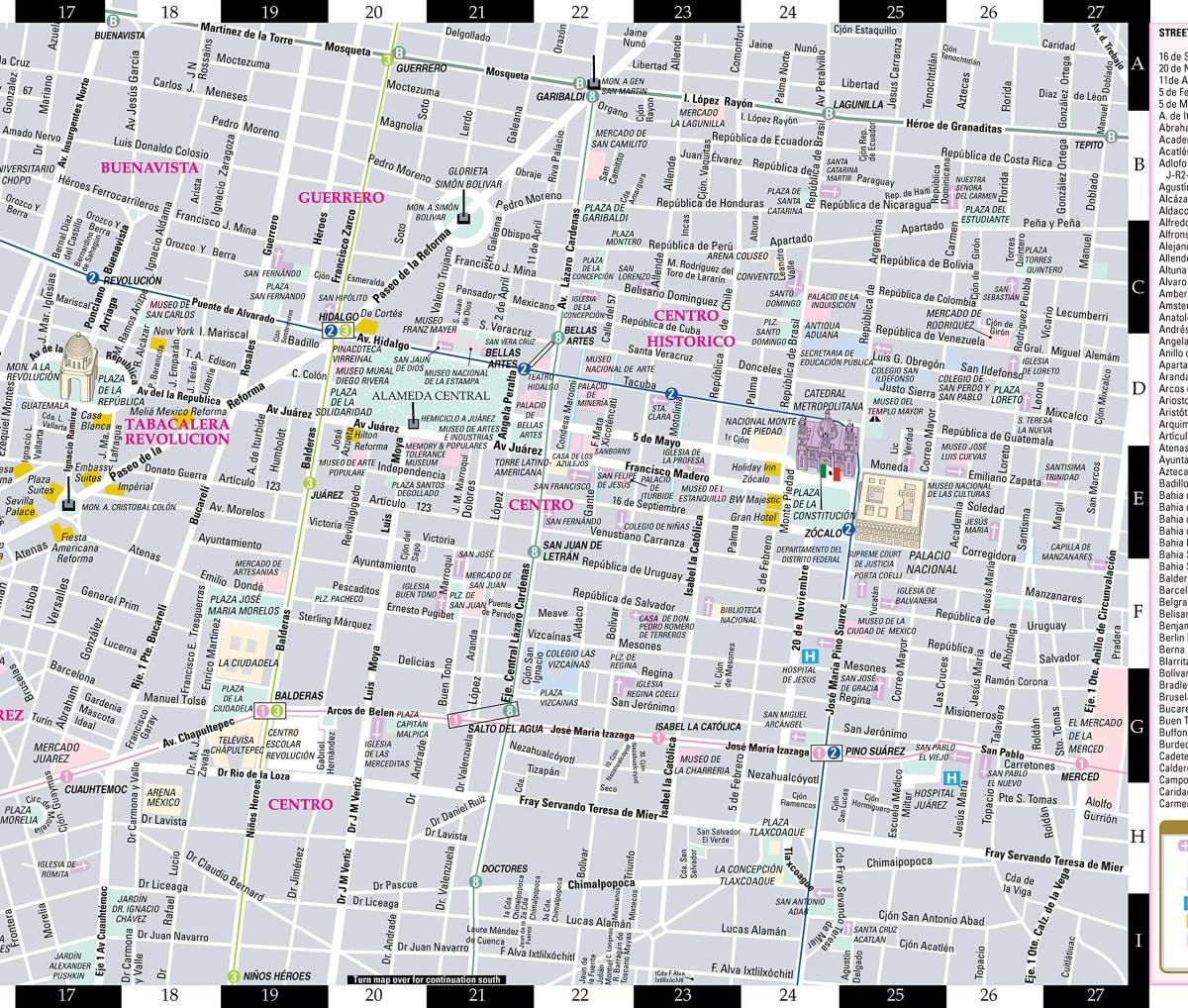 karta över streetwise Mexico City