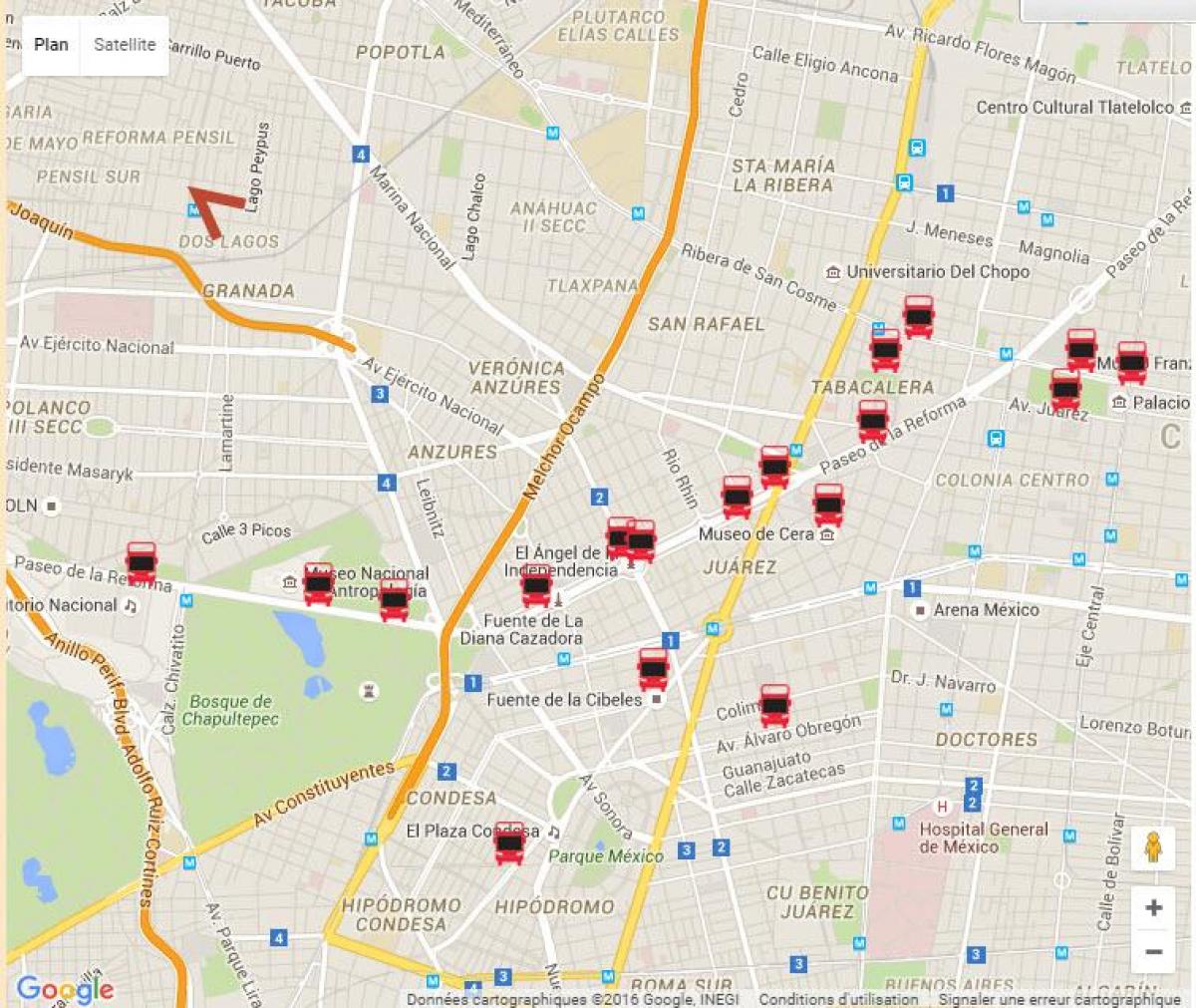 turibus Mexico City rutt karta