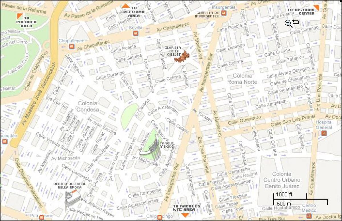 karta över condesa i Mexico City