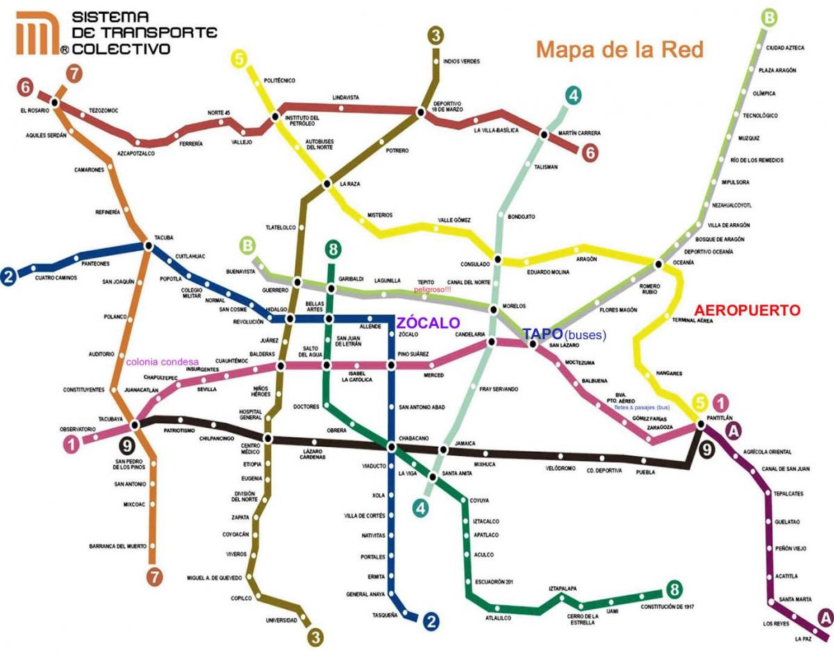 Mexico City tåg karta