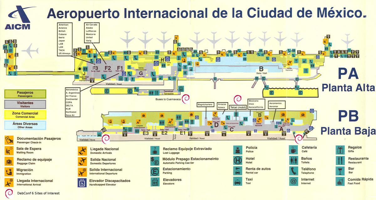 Mexico City internationell flygplats karta