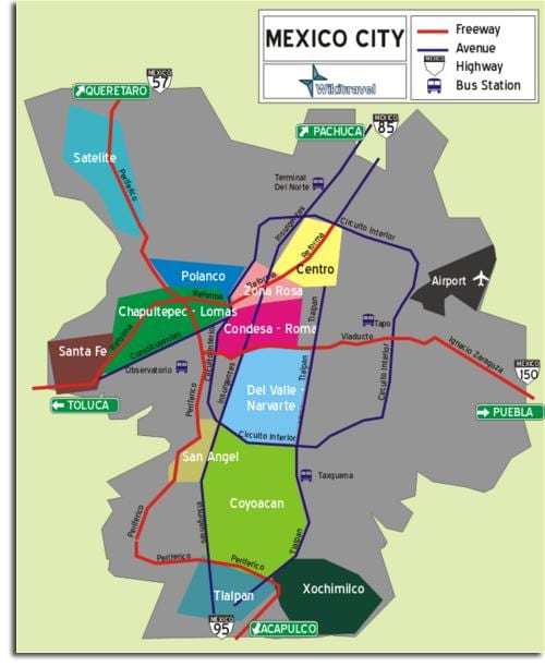 närheten karta över Mexico City