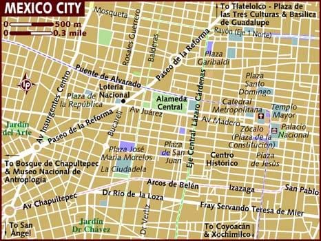 centro historico Mexico City på kartan