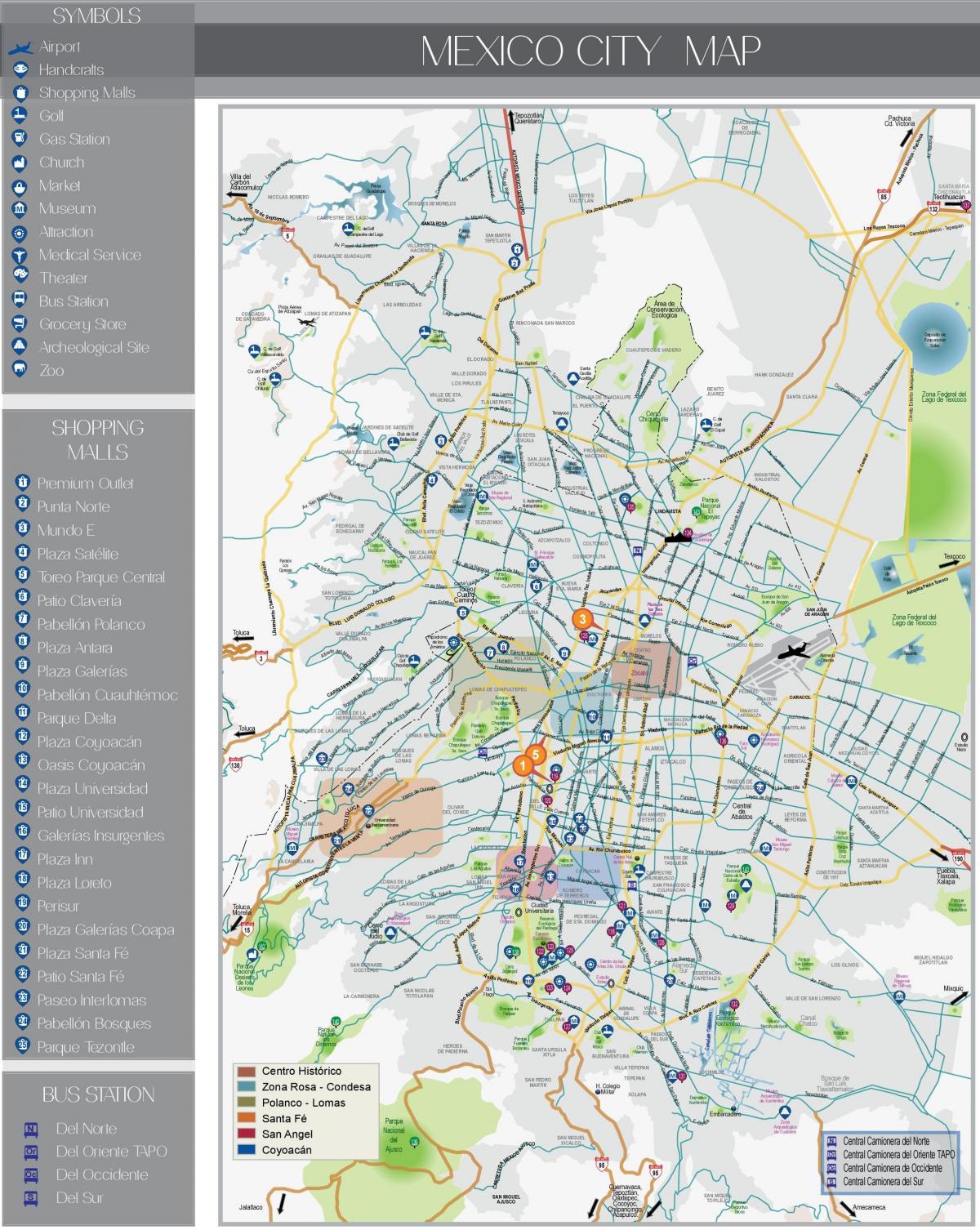 karta över Mexico City sevärdheter