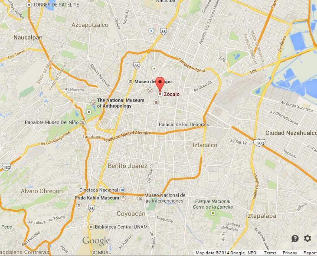zocalo i Mexico City karta