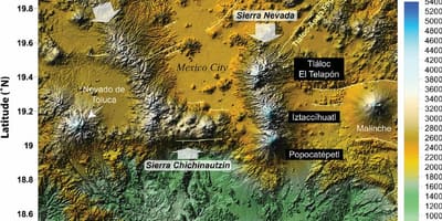 Karta över Mexico City höjd